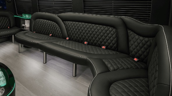 Interior of Albany Party Bus Company's 14 Passenger Sprinter Limousine in Albany