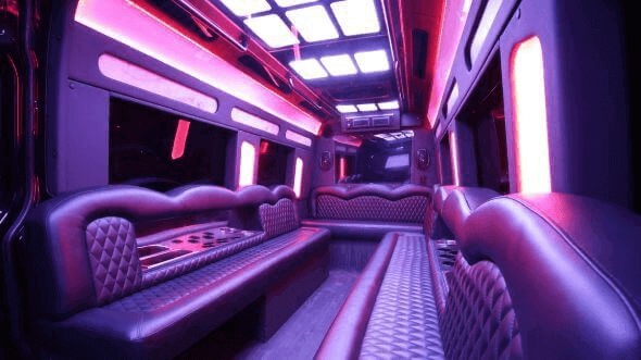 Interior of Hartford Party Bus Company's 15 Passenger Party Bus in Hartford
