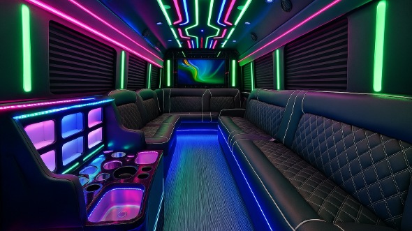 Interior of Albany Party Bus Company's 30 Passenger Party Bus in Albany