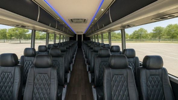 Interior of Rochester Party Bus Company's 40 Passenger Charter Bus in Rochester
