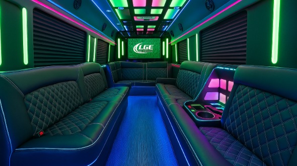 Interior of Rochester Party Bus Company's 40 Passenger Party Bus in Rochester