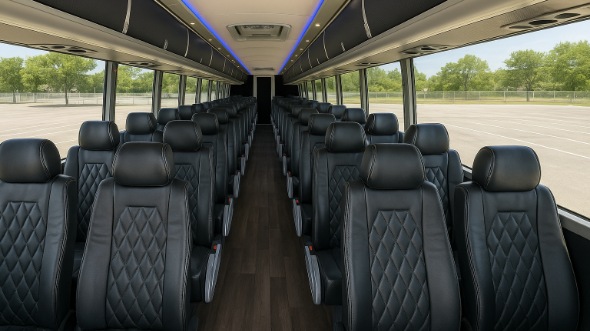 Interior of Rochester Party Bus Company's 44 Passenger Charter Bus in Rochester
