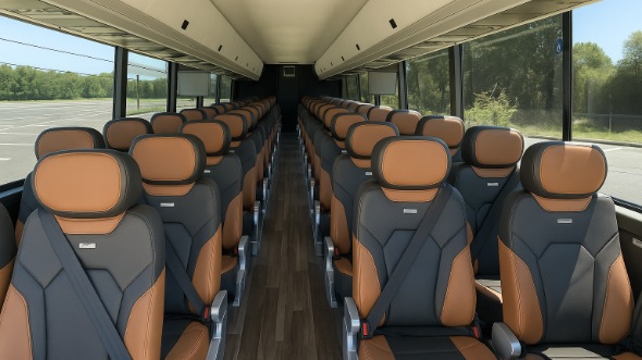 Interior of Rochester Party Bus Company's 45 Passenger Charter Bus in Rochester