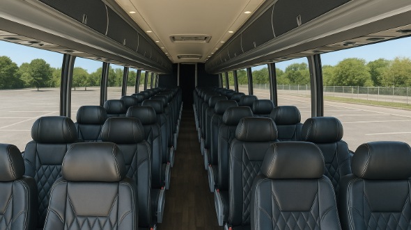 Interior of Rochester Party Bus Company's 46 Passenger Charter Bus in Rochester