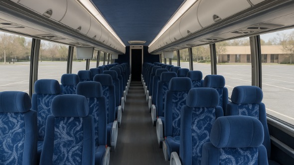 Interior of Rochester Party Bus Company's 48 Passenger Charter Bus in Rochester