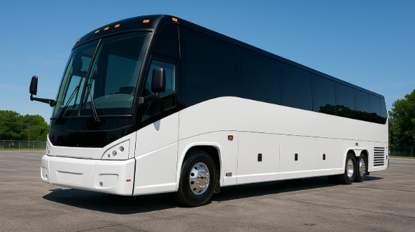 Exterior of Rochester Party Bus Company's 48 Passenger Charter Bus in Rochester