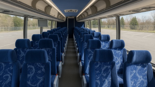 Interior of Rochester Party Bus Company's 51 Passenger Charter Bus in Rochester