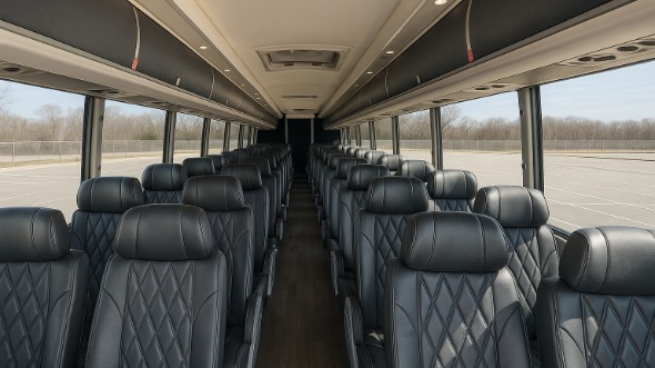 Interior of Rochester Party Bus Company's 54 Passenger Charter Bus in Rochester