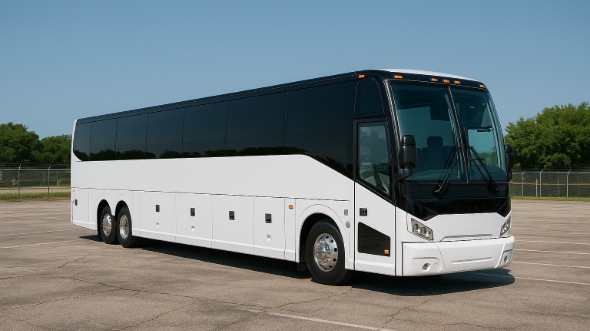 Exterior of Rochester Party Bus Company's 54 Passenger Charter Bus in Rochester