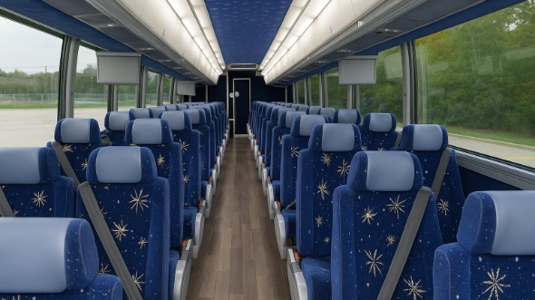 Interior of Rochester Party Bus Company's 55 Passenger Charter Bus in Rochester