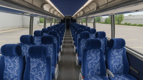 Interior of Rochester Party Bus Company's 56 Passenger Charter Bus in Rochester
