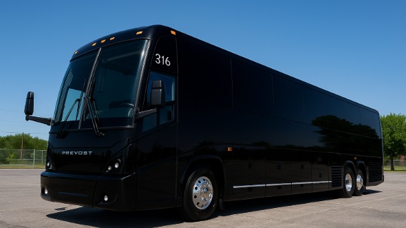 Exterior of Rochester Party Bus Company's 56 Passenger Charter Bus in Rochester
