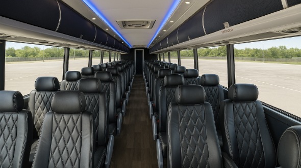 Interior of Rochester Party Bus Company's ADA Charter Bus in Rochester