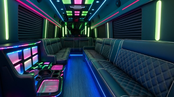 rochester 40 passenger party bus inside