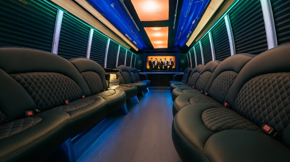 Rochester 40 passenger party bus interior