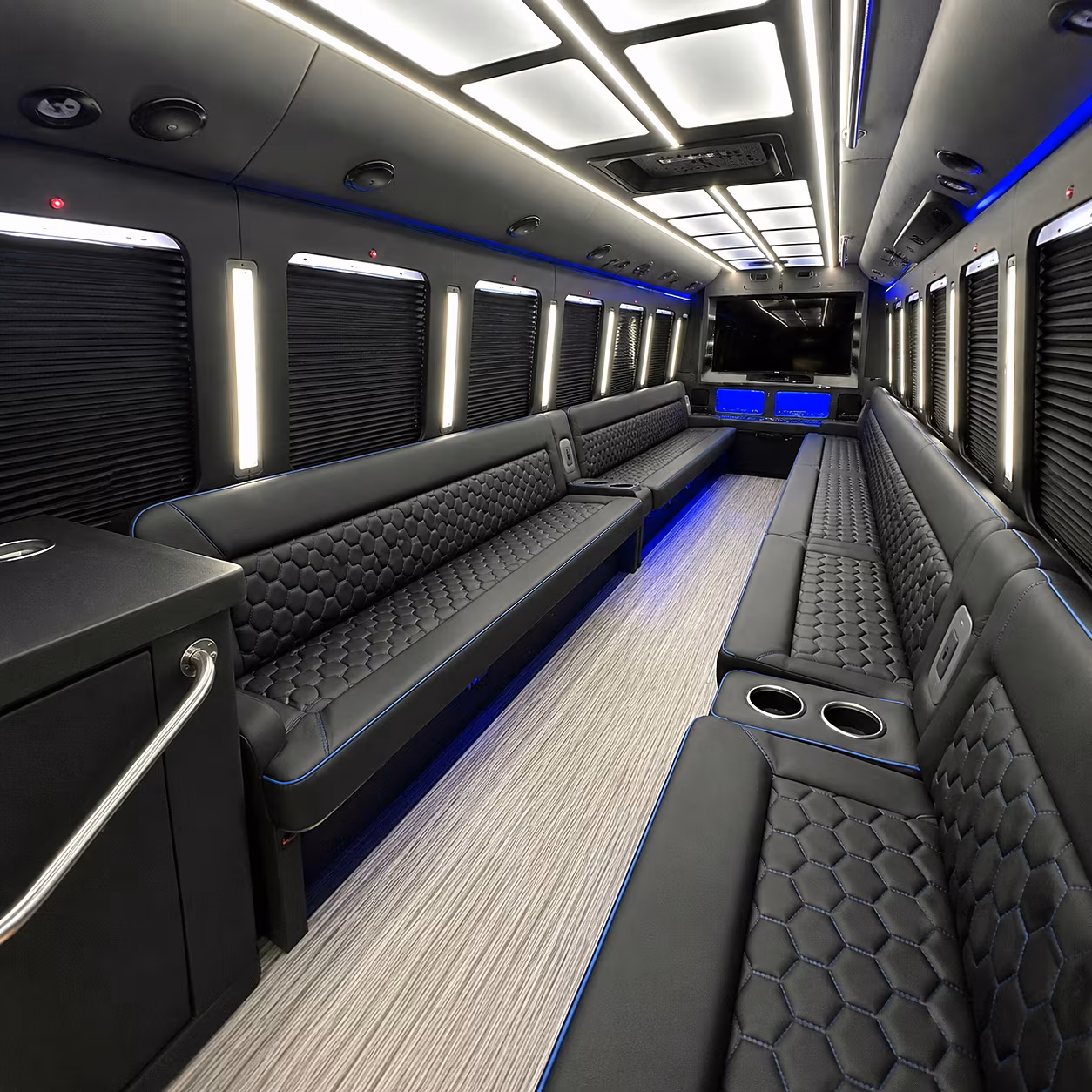 Rochester Private Event Transportation party bus interior